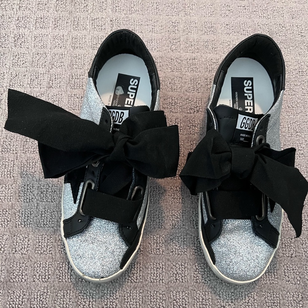 Golden Goose Women’s Size 39 - Superstar Glitter Sneakers with Bow